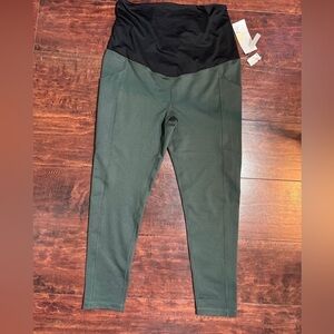 Z By Zella Wmn’s Yoga Army Green/Black Daily Pocket Maternity Leggings Sz LG